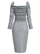 Robe crayon patchwork à carreaux grise années 1960