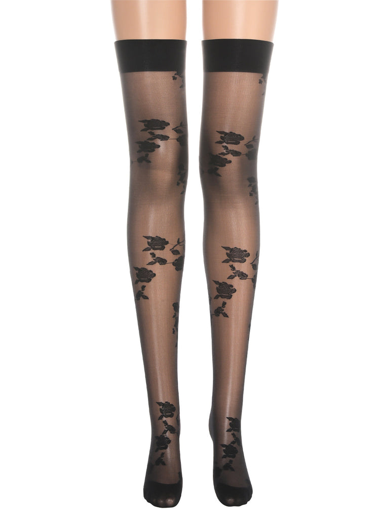 Bas de cuisse creux rétro à fleurs