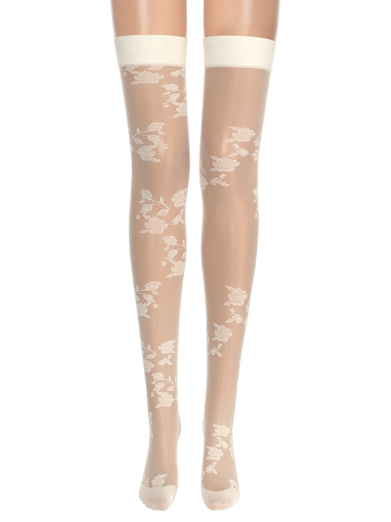 Bas de cuisse creux rétro à fleurs