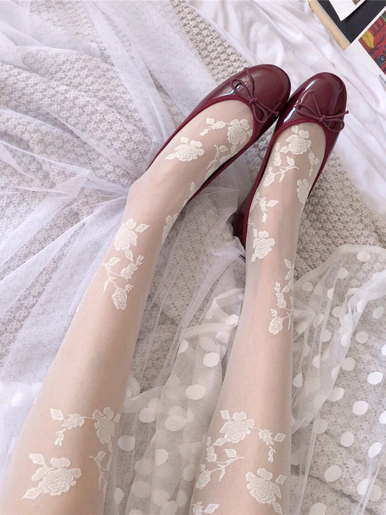 Bas de cuisse creux rétro à fleurs