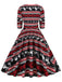 Robe de Noël patchwork à col en V des années 1950