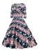 Robe de Noël patchwork à col en V des années 1950