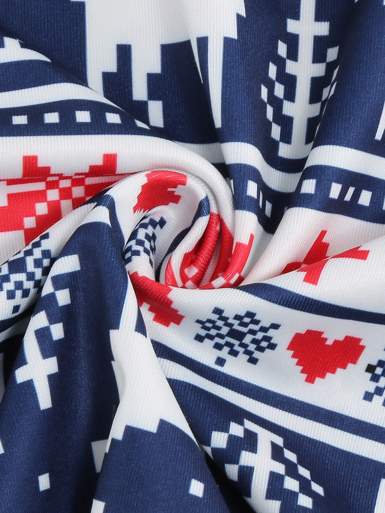 Robe de Noël patchwork à col en V des années 1950