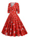 Robe de Noël patchwork à col en V des années 1950