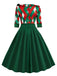 Robe patchwork à carreaux de Noël verte des années 1950