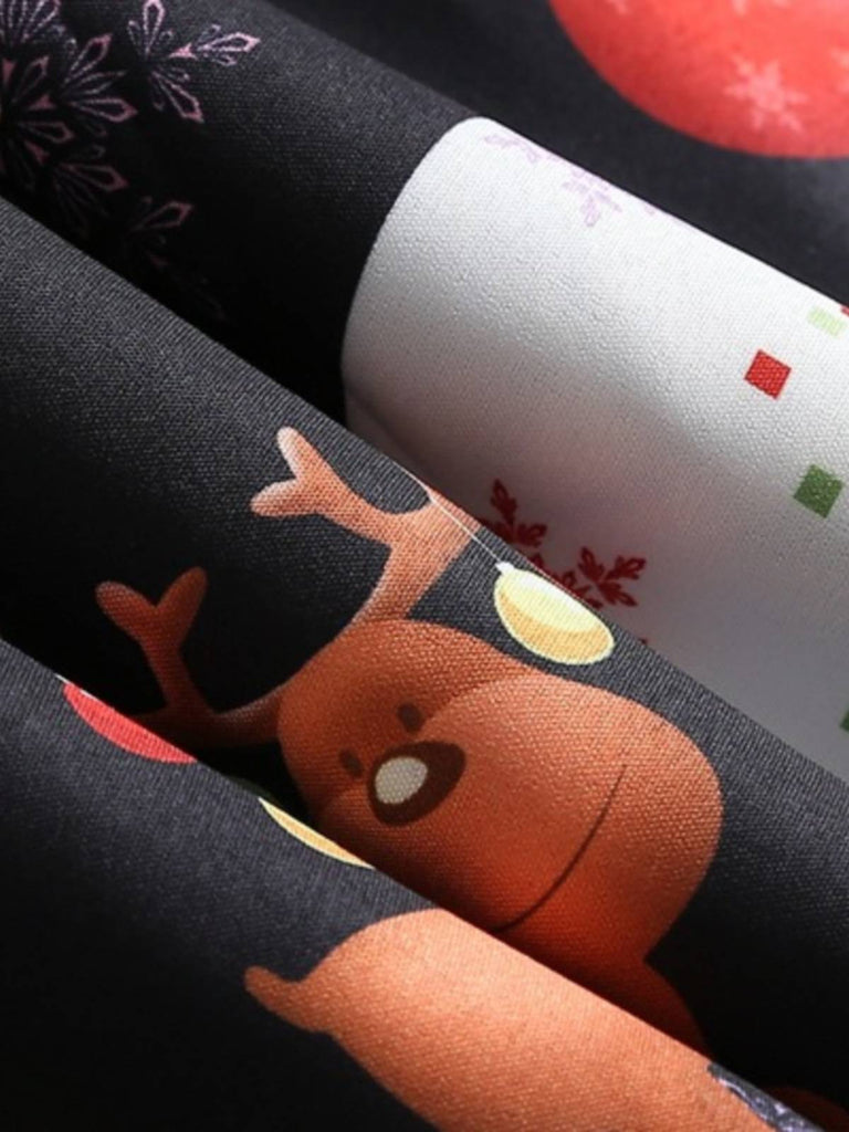 Robe évasée noire de dessin animé de Noël des années 1950