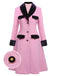 Manteau boutonné en patchwork de velours rose années 1950