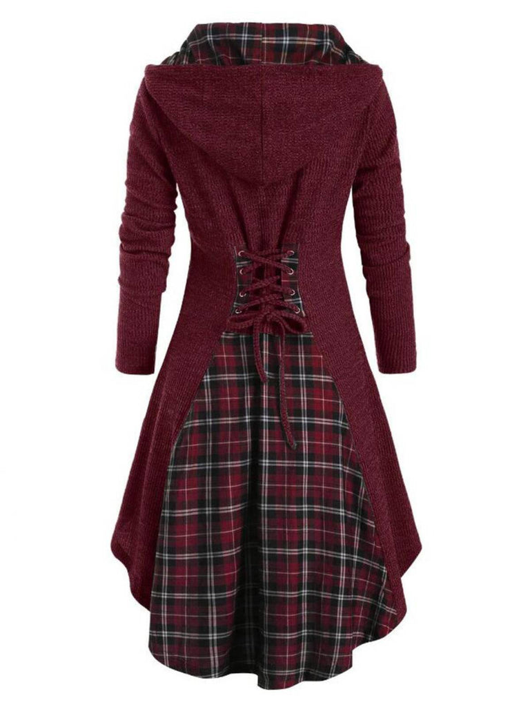 Manteau boutonné en corne de chenille des années 1950 rouge vin