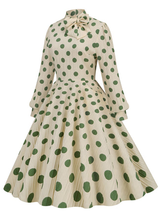 Robe trapèze Bowknot à pois des années 1950 Cocktail Chic