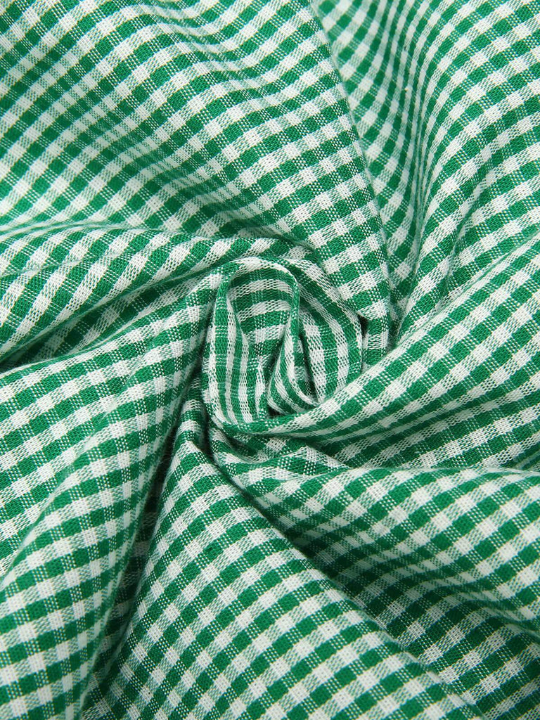Chemise à manches courtes à carreaux verte années 1950
