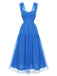 Robe sans manches en maille bleue des années 1950