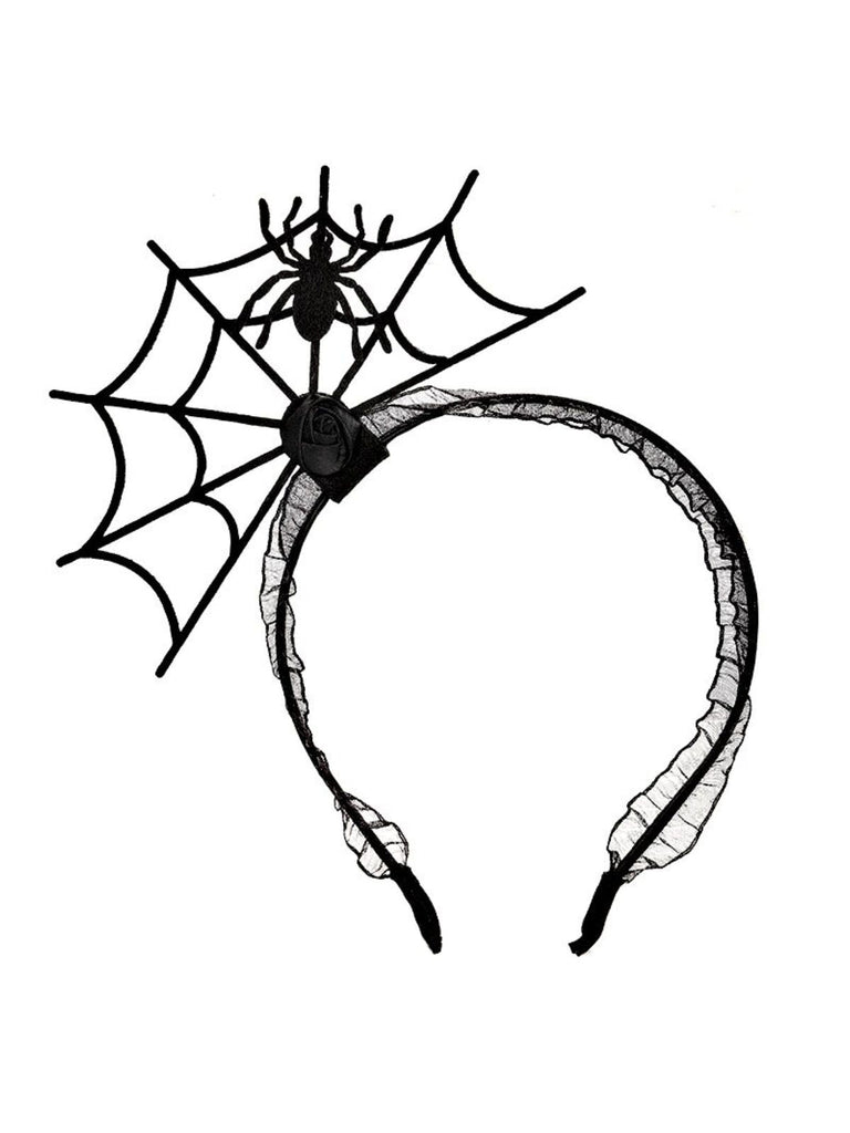 Bandeau d'Halloween Noir Toile d'Araignée Solide