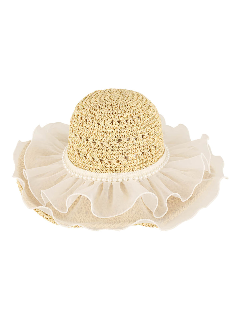 Chapeau de soleil en organza de paille Ruffia fait à la main