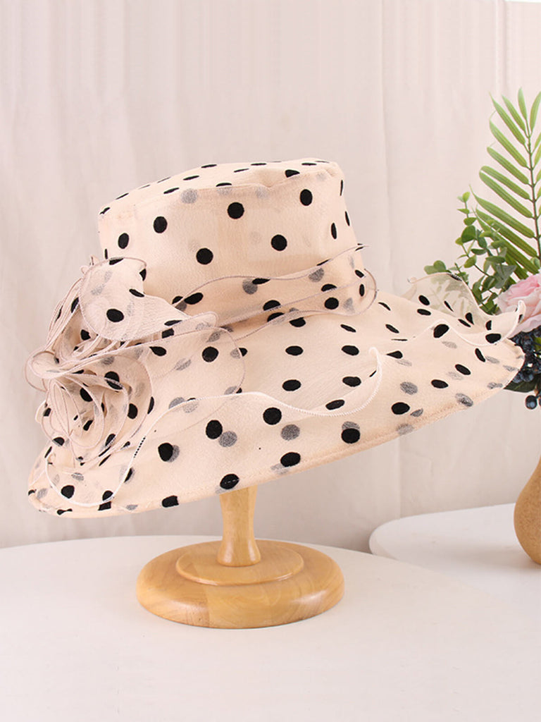 Chapeau de Soleil Vintage en Organza à Pois