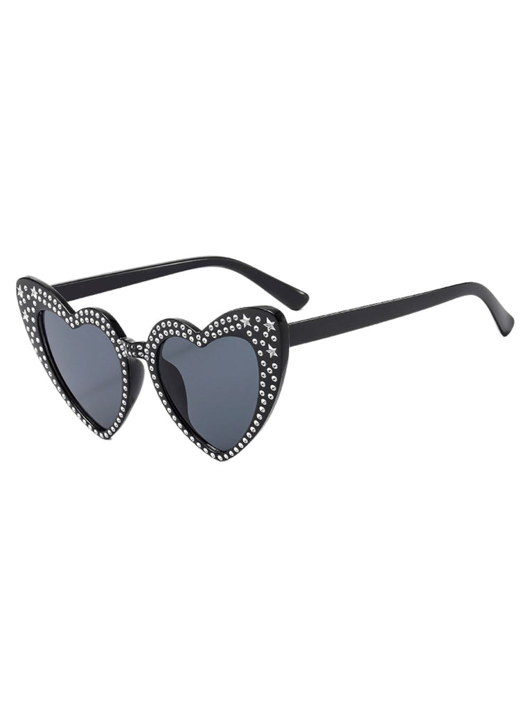 Lunettes de soleil à monture cœur en strass uni