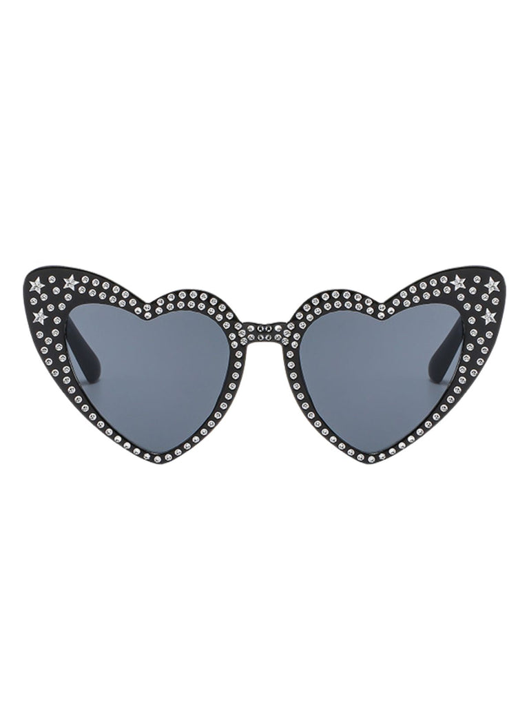 Lunettes de soleil à monture cœur en strass uni