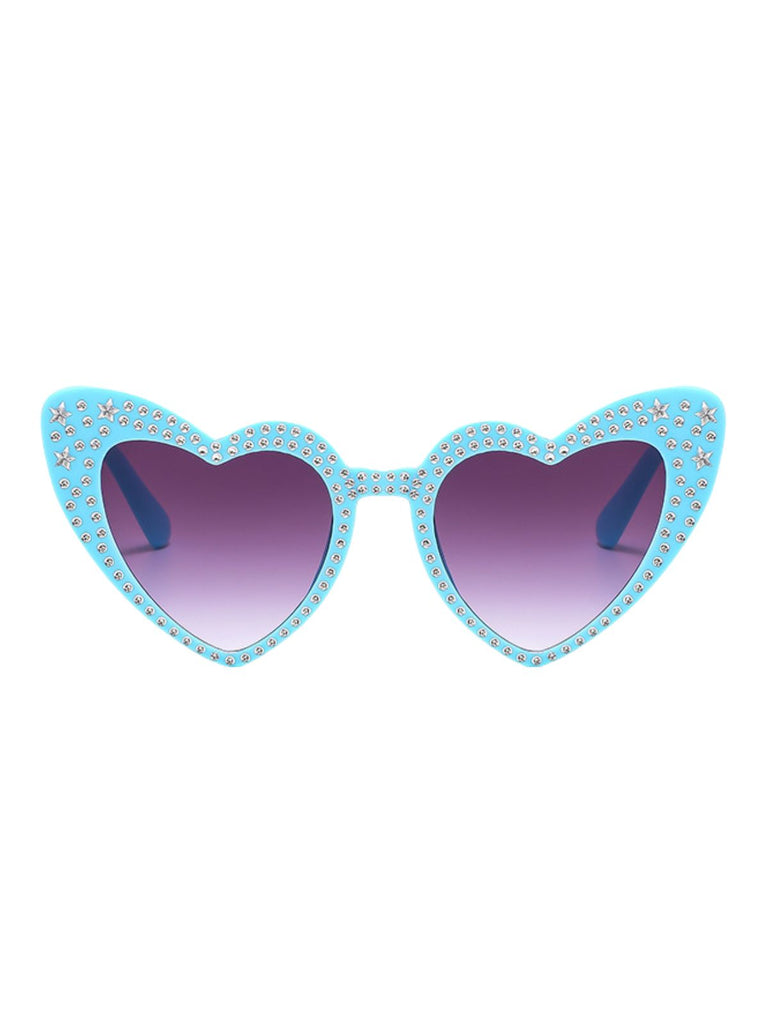 Lunettes de soleil à monture cœur en strass uni