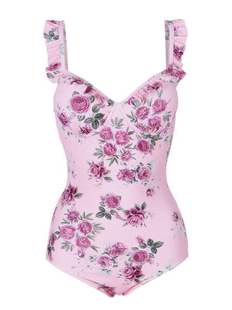 Maillot de Bain Une Pièce Fleuri à Volants