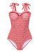 Maillot de Bain Rouge Découpée à Carreaux