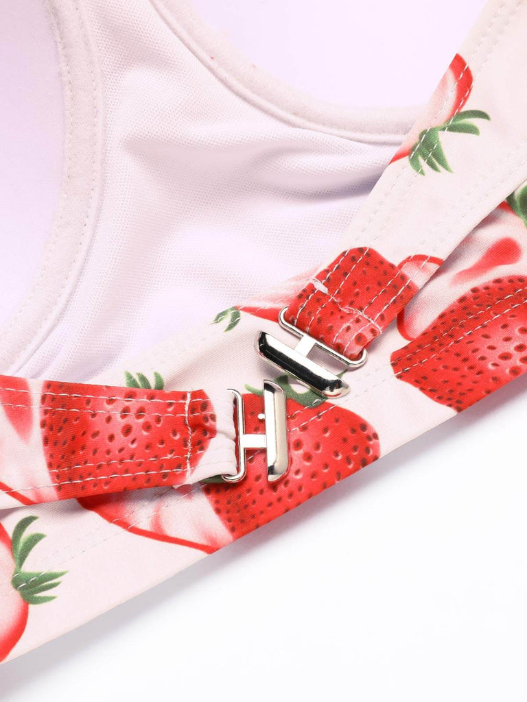 Ensemble de Bikini Plissé à Lacets Fraise