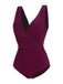 Maillot de Bain Une Pièce Framboise Violet Col V