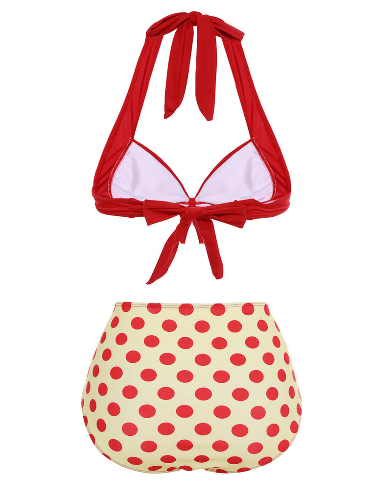 2PCS Maillot de Bain dos nu Rouge à Pois