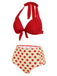 2PCS Maillot de Bain dos nu Rouge à Pois