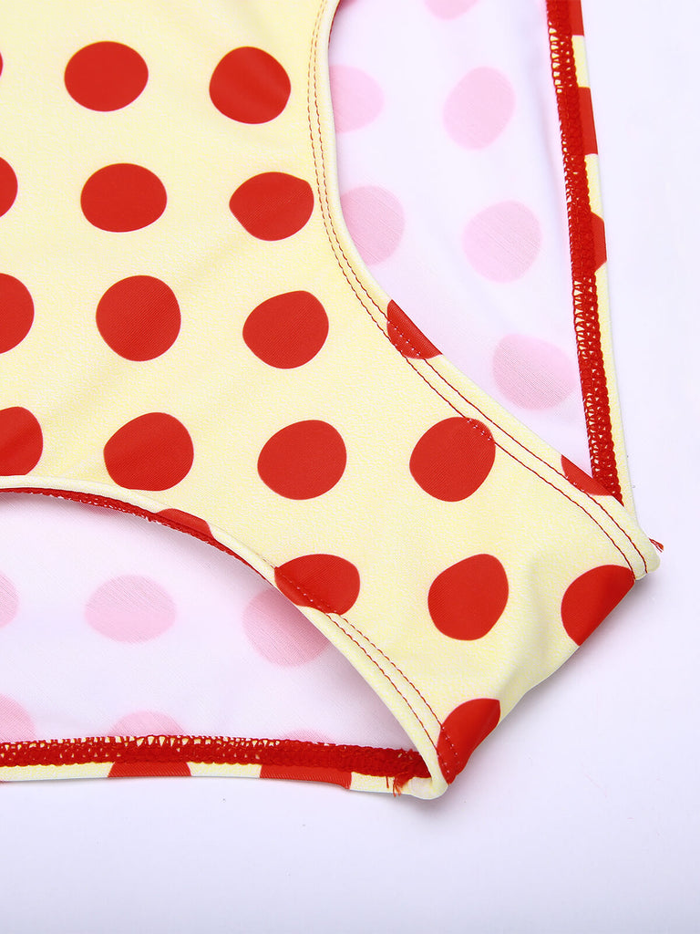 2PCS Maillot de Bain dos nu Rouge à Pois