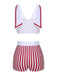 Maillot de bain blanc et rouge marin poches rayures