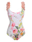 Maillot de bain dos nu à fleurs rose clair des années 1950