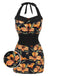 Maillot de bain noir à revers des années 1950 fleur antique