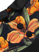 Maillot de bain noir à revers des années 1950 fleur antique