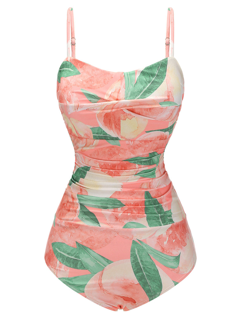 Maillot de bain une pièce pêche années 1950 rose