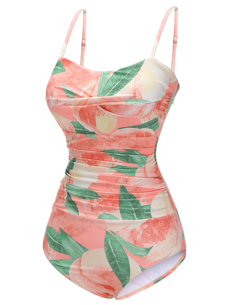 Maillot de bain une pièce pêche années 1950 rose