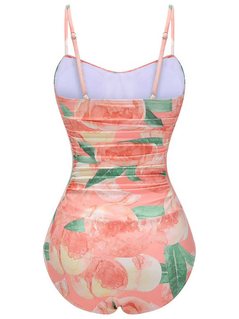 Maillot de bain une pièce pêche années 1950 rose