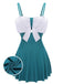 Maillot de bain une pièce bleu licou à nœud des années 1930