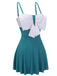 Maillot de bain une pièce bleu licou à nœud des années 1930