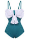 Maillot de bain une pièce bleu licou à nœud des années 1930