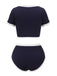Maillot de bain boutonné patchwork bleu années 1940
