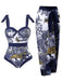 Maillot de bain une pièce bleu à licou floral des années 1940