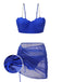 Maillot de bain bleu années 40 en forme de coquillage à bretelles spaghetti
