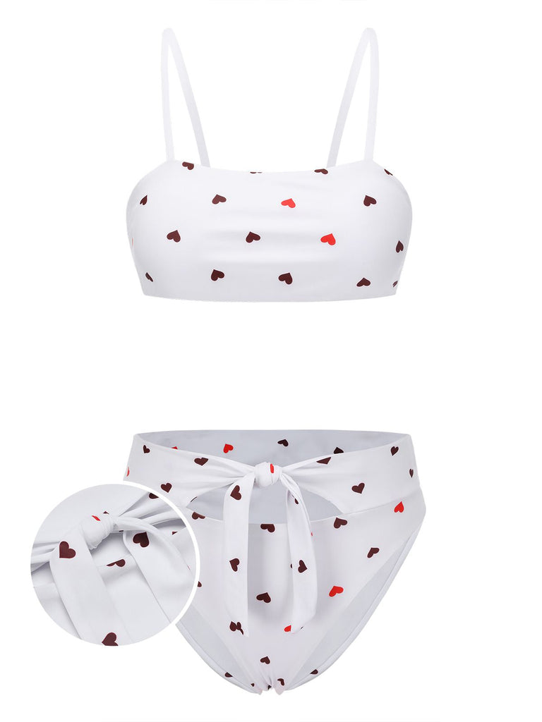Maillot de bain à bretelles spaghetti cœur des années 1940