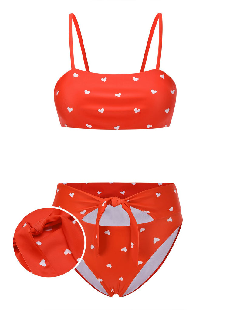 Maillot de bain à bretelles spaghetti cœur des années 1940