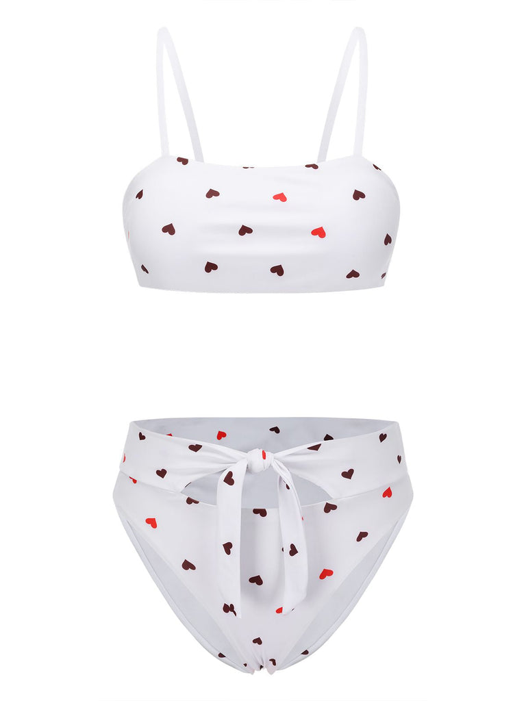 Maillot de bain à bretelles spaghetti cœur des années 1940