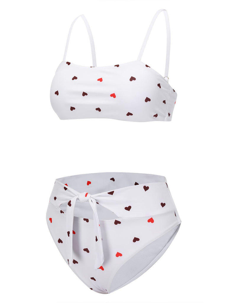 Maillot de bain à bretelles spaghetti cœur des années 1940