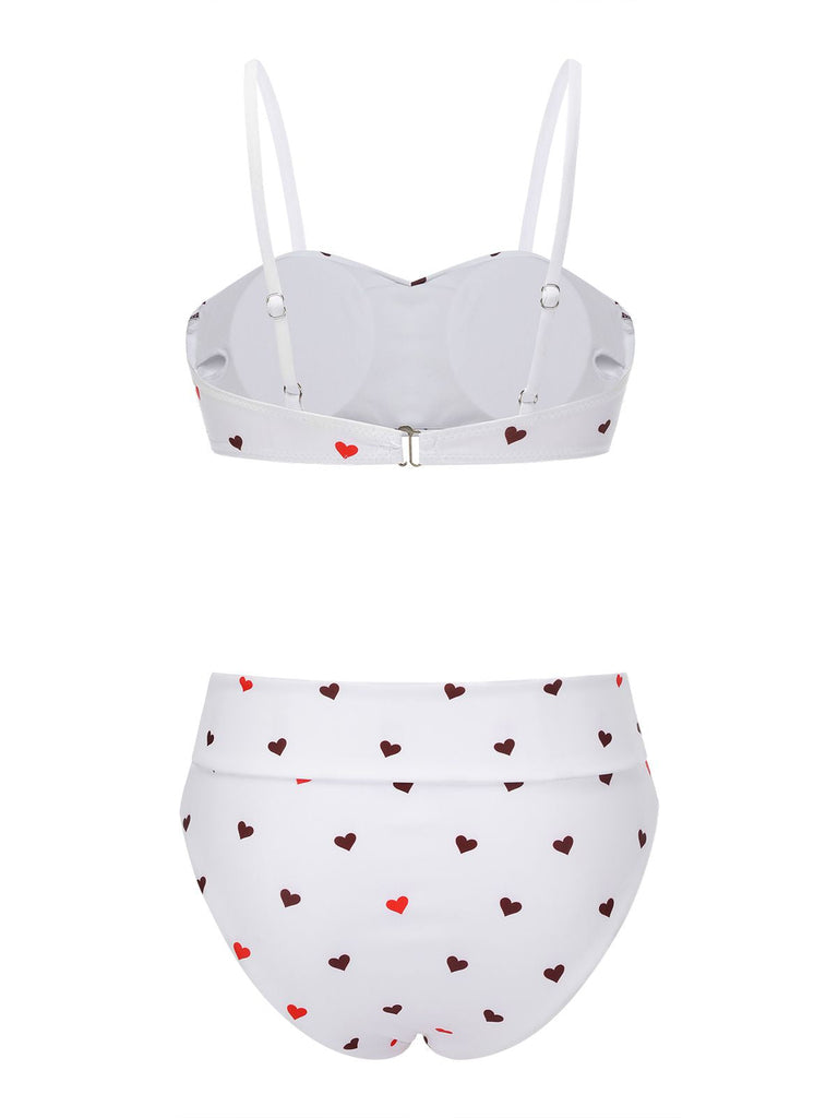 Maillot de bain à bretelles spaghetti cœur des années 1940