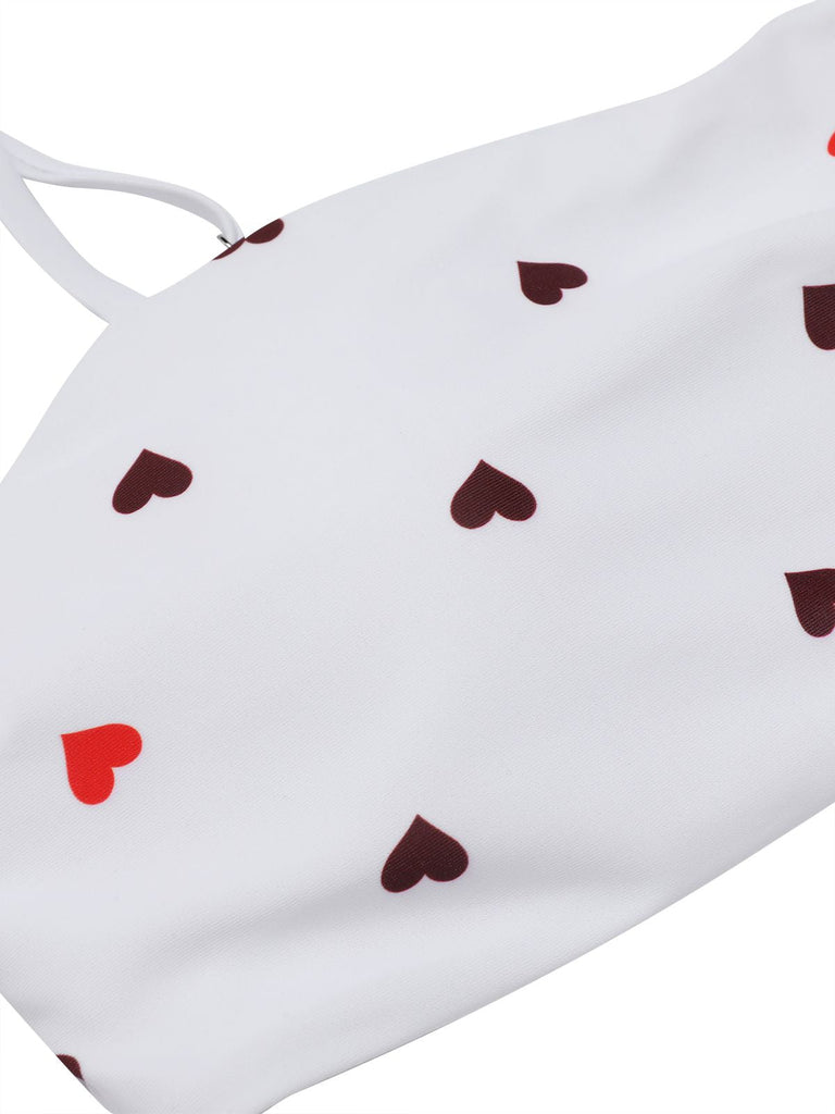 Maillot de bain à bretelles spaghetti cœur des années 1940