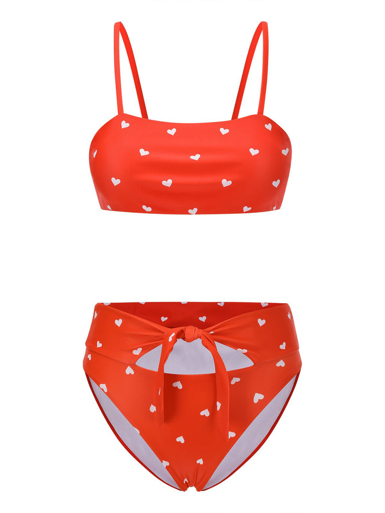 Maillot de bain à bretelles spaghetti cœur des années 1940