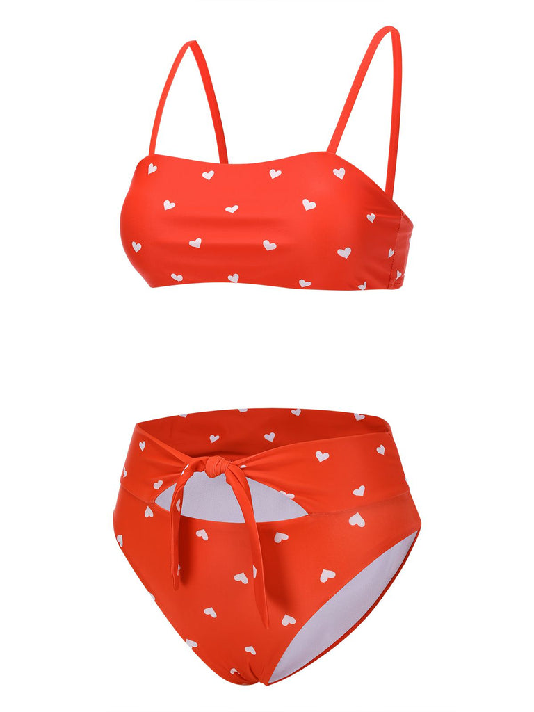 Maillot de bain à bretelles spaghetti cœur des années 1940