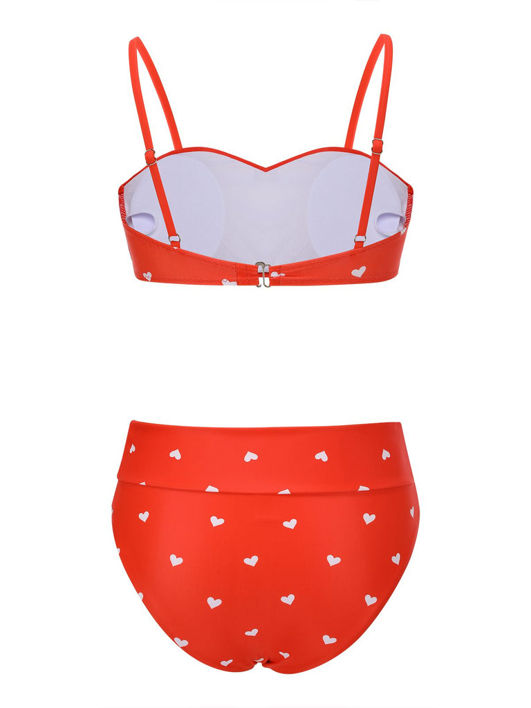 Maillot de bain à bretelles spaghetti cœur des années 1940